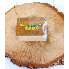 Ασημένιο κολιέ επίχρυσο - με ημιπολύτιμες πέτρες turquoise (SN192)